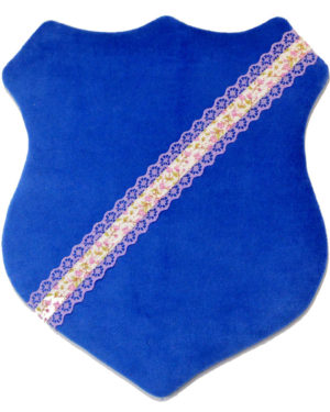 Märkessköld - Blå med lila spetsband