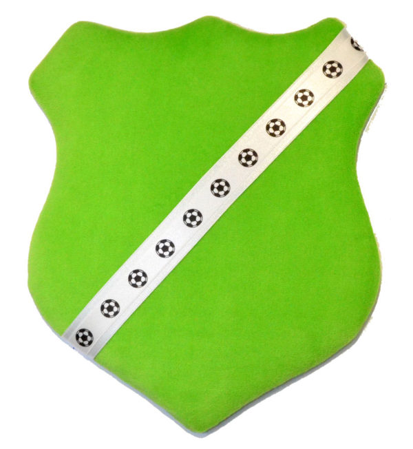 Märkessköld - Ljusgrön med fotbollar