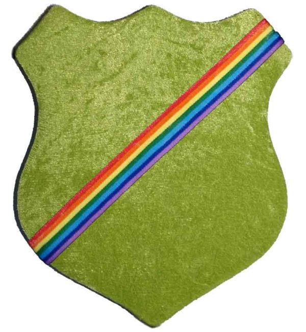 Märkessköld - Grön med regnbågsband