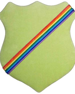 Märkessköld - Ljusgrön med regnbågsband