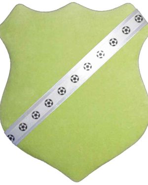 Märkessköld - Ljusgrön med fotbollar (vit)